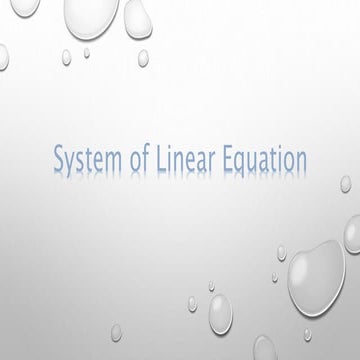 System of Linear Equation