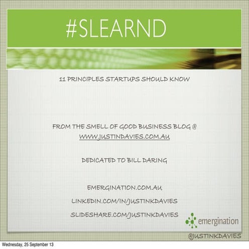 #Slearnd - 11 principles startup businesses should know 