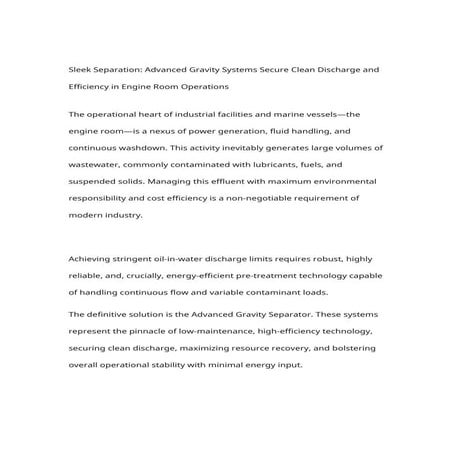 Sleek Separation Advanced Gravity Systems Secure Clean Discharge and Efficien...