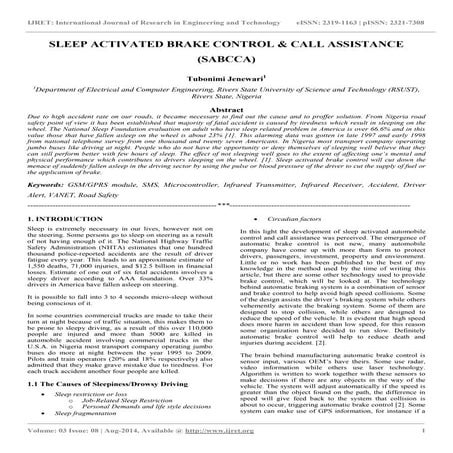 Sleep activated brake control & call assistance (sabcca)