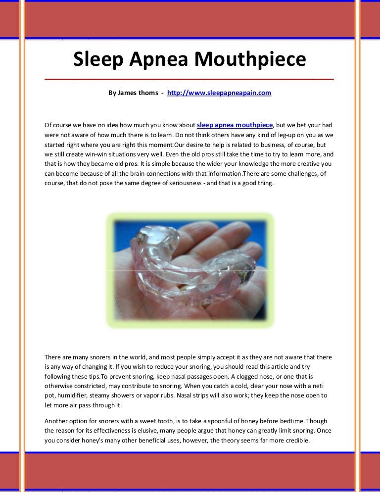 Sleep apnea mouthpiece