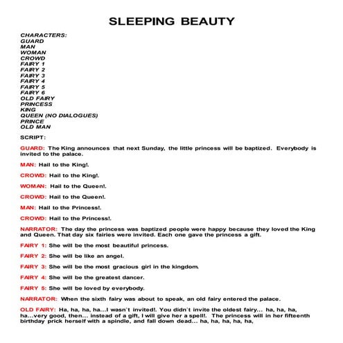 Sleeping beau ty script 2