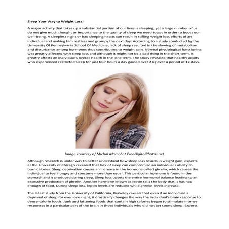 Sleep more to lose weight