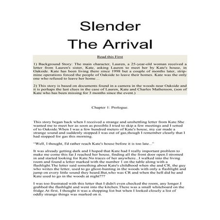 Slender the arrival story