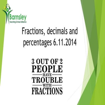 SESSION 9 - Maths - Fractions, Decimals and Percentages