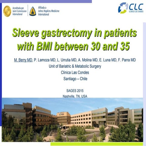 Sleeve gastrectomy in patients with bmi | PPTX