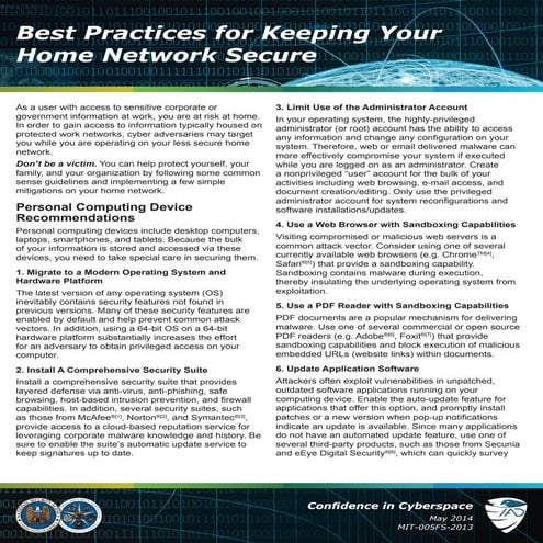 Slicksheet best practicesforkeepingyourhomenetworksecure