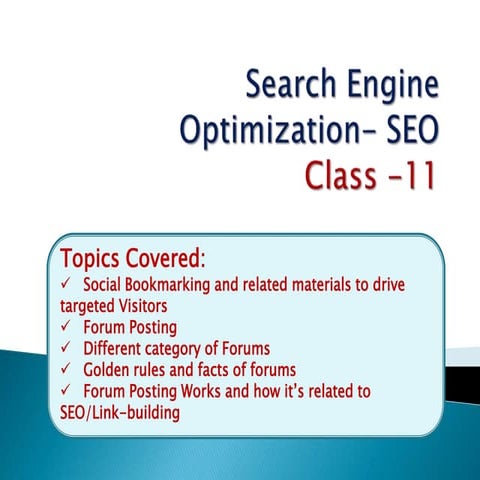Search Engine Optimization Class-11
