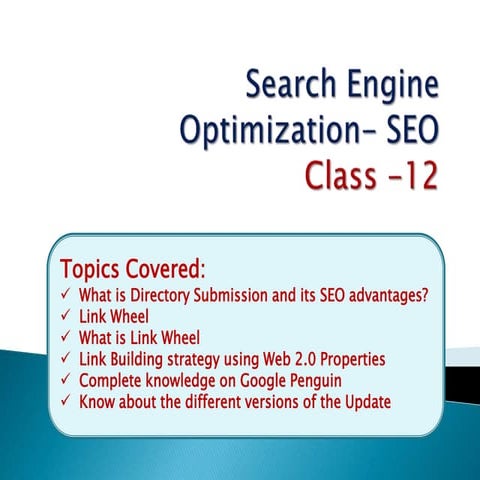 Search Engine Optimization Class-12