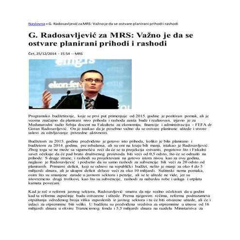 Doc. dr Goran Radosavljević, Radio Jugoslavija, 25. 12. 2014. | PDF