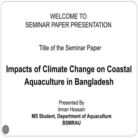 Impacts of Climate Change in Coastal Aquaculture in Bangladesh