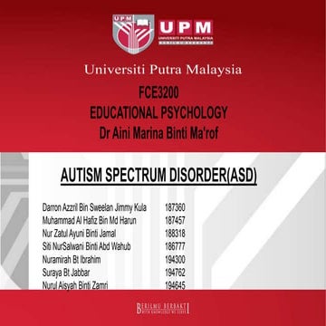 PutraMOOC (Autism Spectrum Disorder)