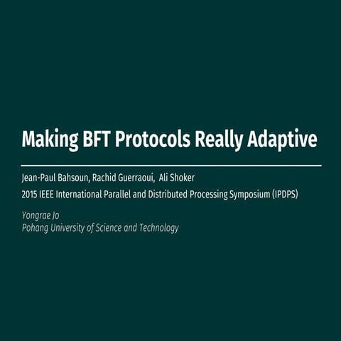 Making BFT Protocols Really Adaptive