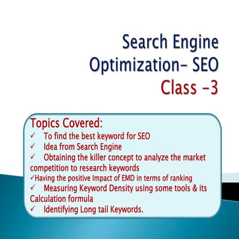 Search Engine Optimization Class-3