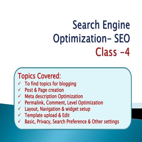 Search Engine Optimization Class-4