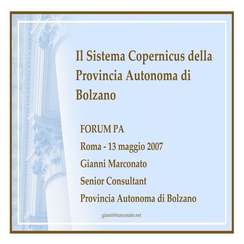 Il Sistema Copernicus della Provincia Autonoma di Bolzano