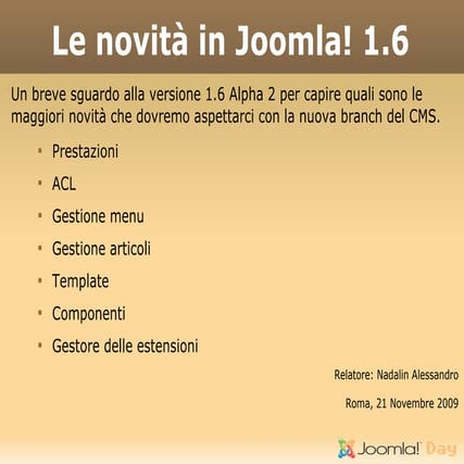 Le novità in Joomla! 1.6