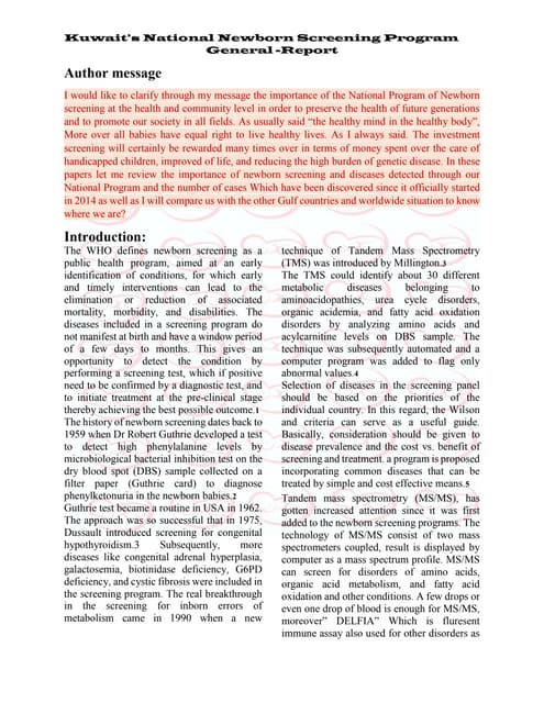Kuwait National Newborn Screening Program