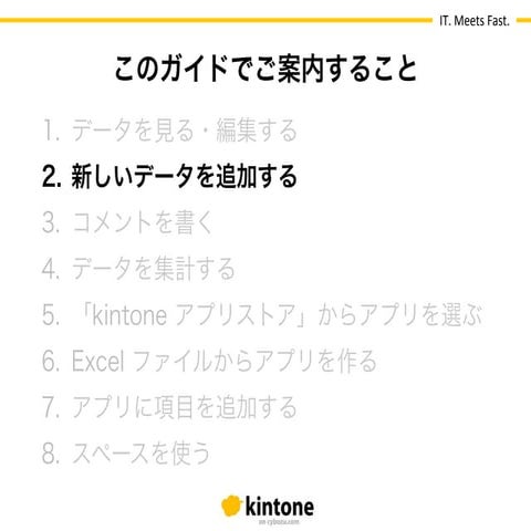 【kintone 基本操作ガイド】2.新しいデータを追加する