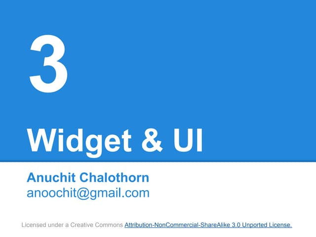 Android App Development 03 : Widget &amp; UI