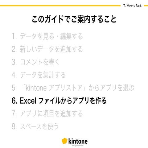 【kintone 基本操作ガイド】6.Excel ファイルからアプリを作る