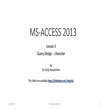 MS access Lesson 3 - query design