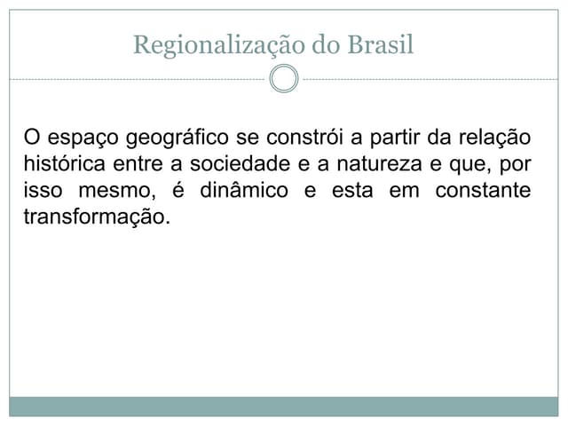 Slide 1 - Regionalização do Brasil