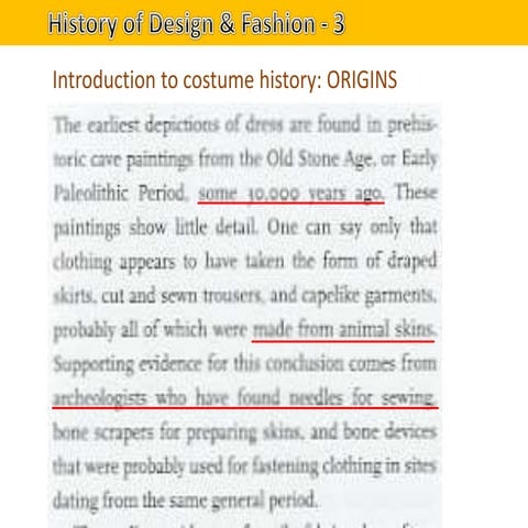 Introduction to costume history: ORIGINS
