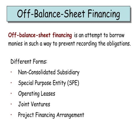 Slide 3a off balance sheet