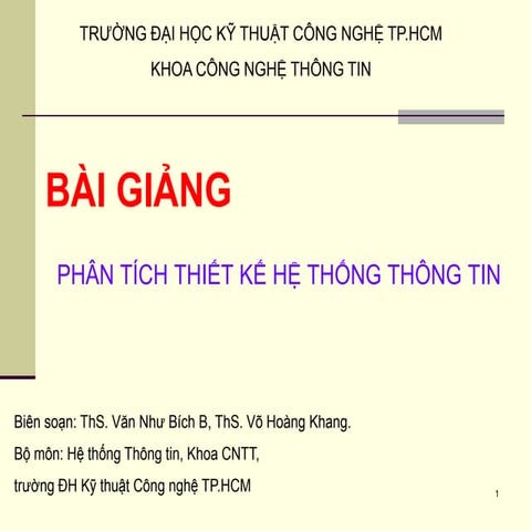 bài giảng phân tích thiết kệ thống thông tin (hutech)