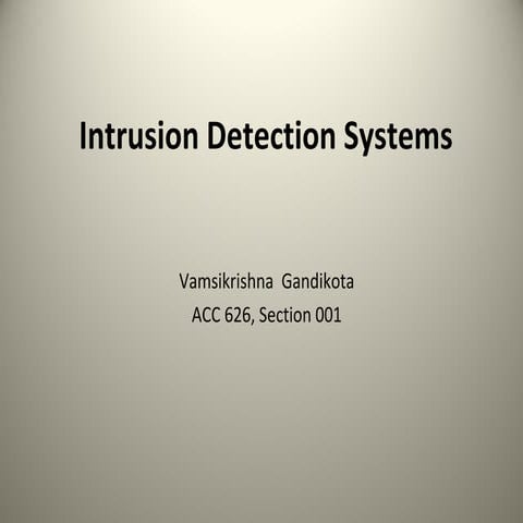 Intrusion Detection Systems