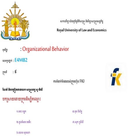 Organizational Behavior Slide Presentation RULE 