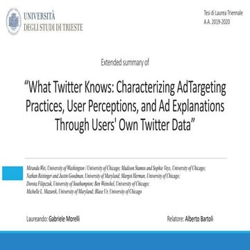 Extended Summary of “What Twitter Knows: Characterizing Ad Targeting ...