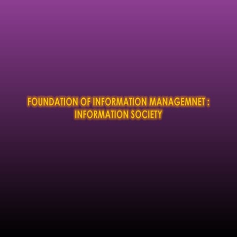 FOUNDATION OF INFORMATION MANAGEMNET : INFORMATION SOCIETY 