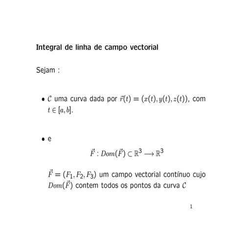 INTEGRAIS DE LINHA DE CAMPOS VETORIAIS | PDF