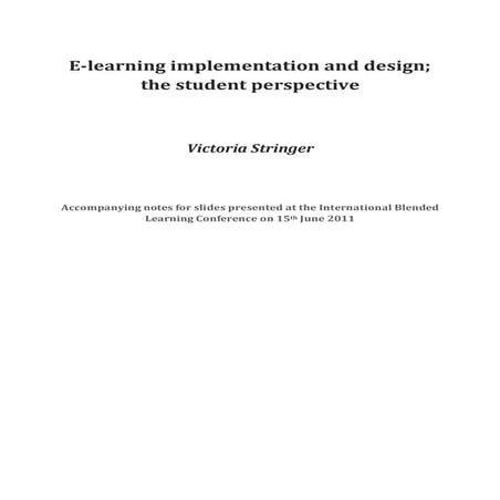 accompanying notes for e-learning implementation and design; the student pers...