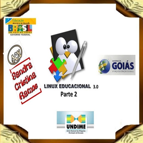Slide do menu INICIAR  do Linux Educacional 3.0 parte 2 sandra