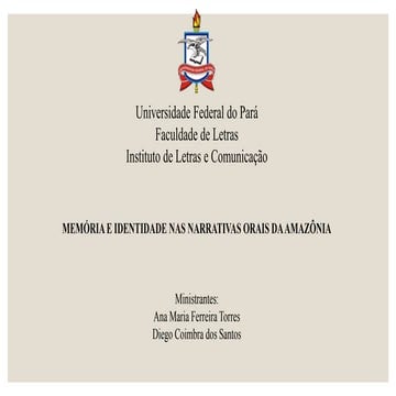 MEMÓRIA E IDENTIDADE NAS NARRATIVAS ORAIS DA AMAZÔNIA
