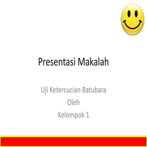 Uji Ketercucian dalam pencucian batubara (tugas kelompk I)