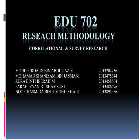 Correlational and Survey Research