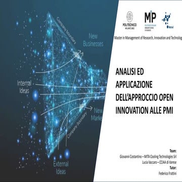 ANALISI ED APPLICAZIONE DELL’APPROCCIO OPEN INNOVATION ALLE PMI | PPTX