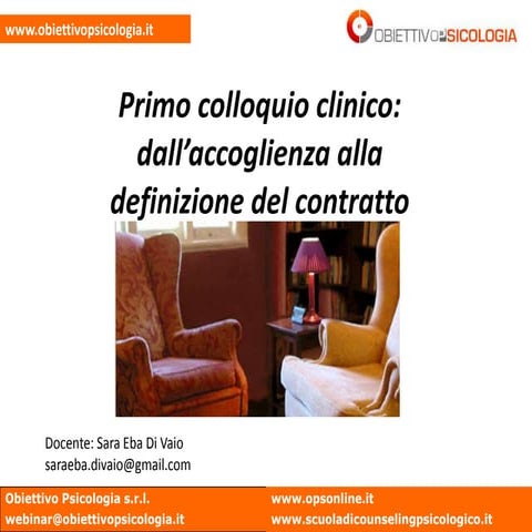 Webinar | Primo colloquio clinico: dall’accoglienza alla definizione del cont...