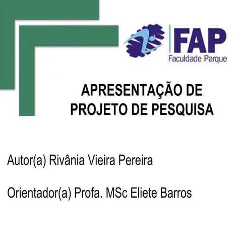Slide projeto de pesquisa
