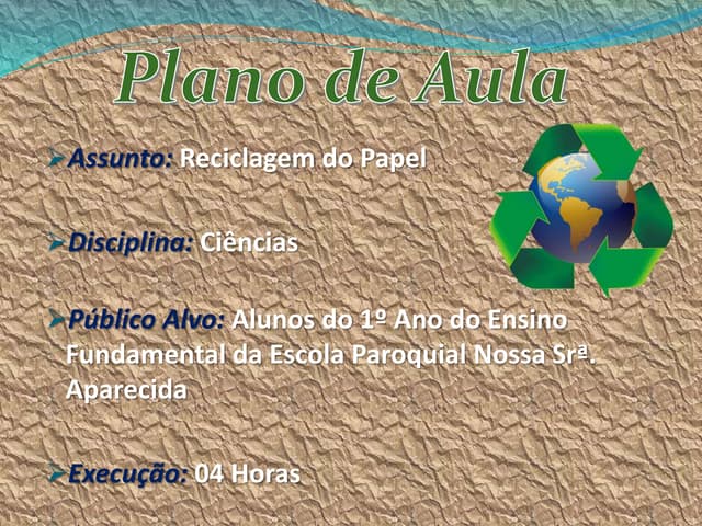 Plano de Aula - Reciclagem