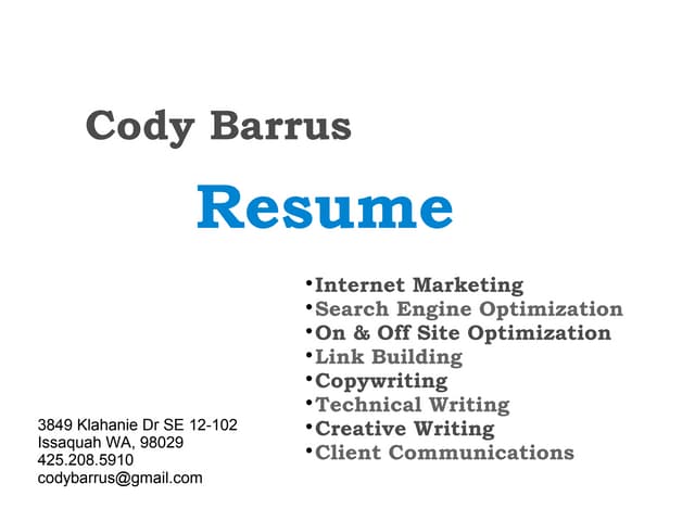 Slide resume (doc)