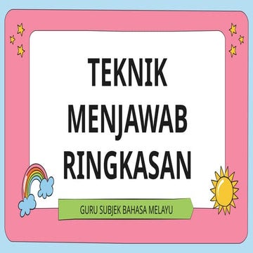 RINGKASAN SUBJEK BAHASA MELAYU TINGKATAN 1