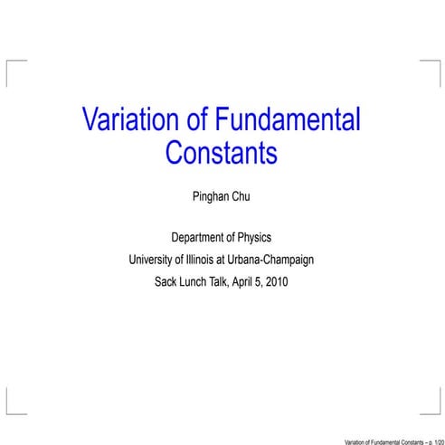 Variation of Fundamental Constants