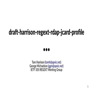 IETF105 Regext RDAP JCard Profile | PDF