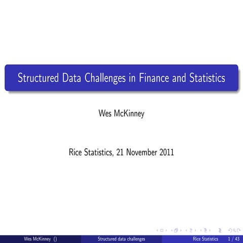 Structured Data Challenges in Finance and Statistics | PDF