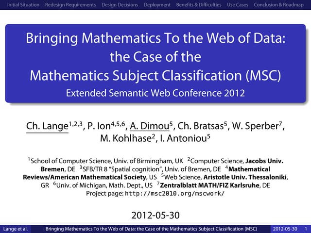 Bringing Mathematics To the Web of Data: the Case of the Mathematics Subject Classification (MSC)